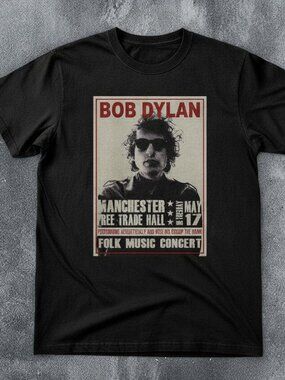 Bob Dylan Manchester Free Trade Hall T-Shirt, Vintage Bob Dylan Concert Tee